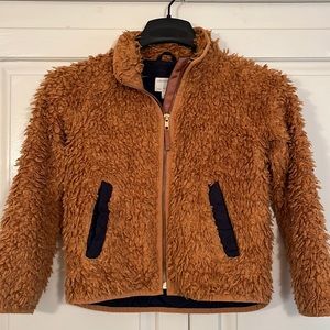 Beautiful j crewcuts girls “fuzzy bear” brown tan jacket. Size 6/7